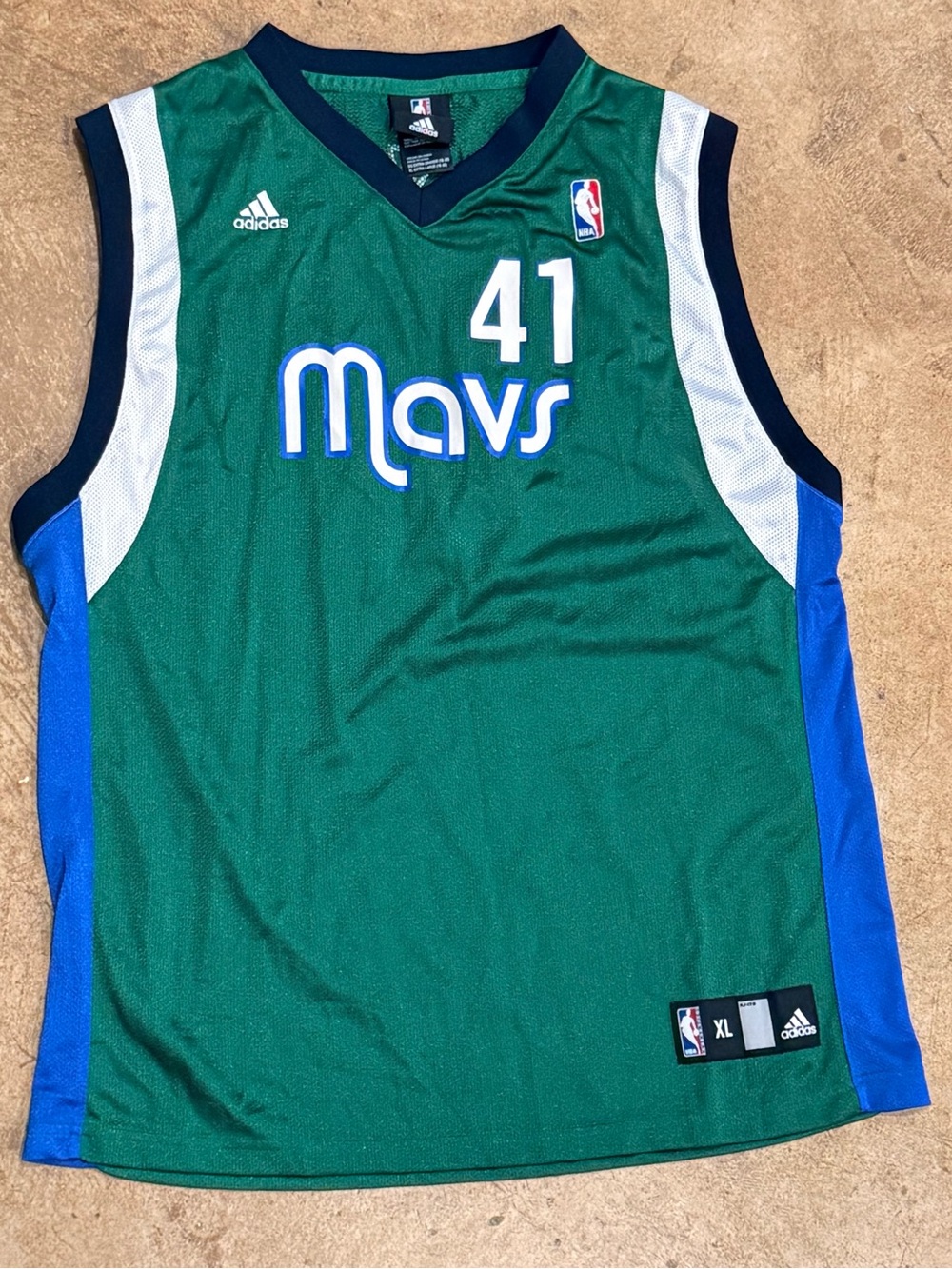 Dirk Nowitzki #41 Dallas Mavericks NBA adidas Jersey Sz Youth XL 18-20 Mavs